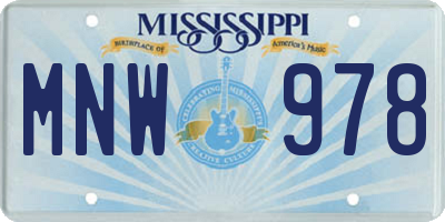 MS license plate MNW978