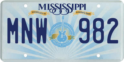 MS license plate MNW982