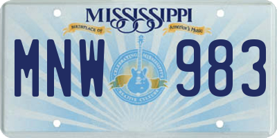 MS license plate MNW983