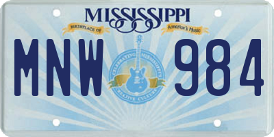 MS license plate MNW984