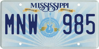 MS license plate MNW985