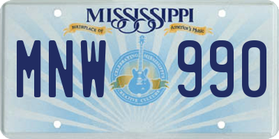 MS license plate MNW990