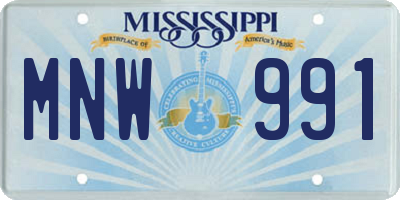 MS license plate MNW991