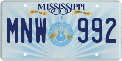 MS license plate MNW992