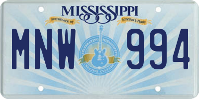 MS license plate MNW994
