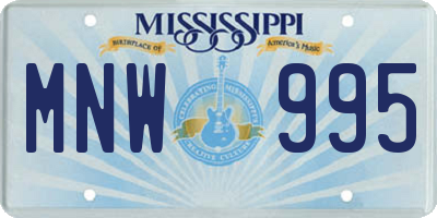 MS license plate MNW995