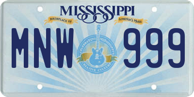 MS license plate MNW999