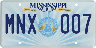 MS license plate MNX007