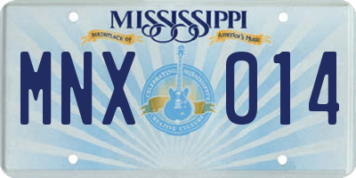MS license plate MNX014