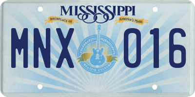 MS license plate MNX016