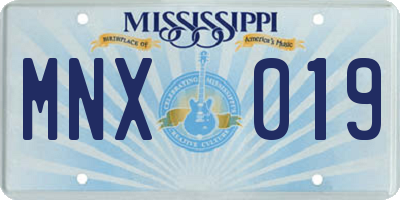MS license plate MNX019