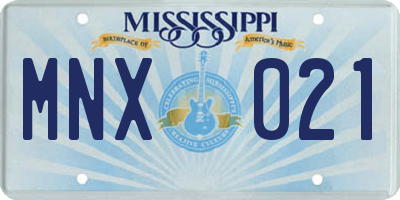 MS license plate MNX021