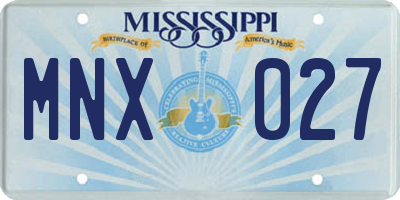 MS license plate MNX027