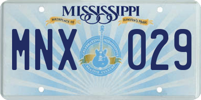 MS license plate MNX029