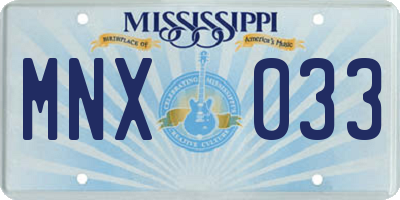 MS license plate MNX033