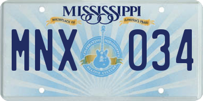 MS license plate MNX034
