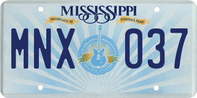 MS license plate MNX037