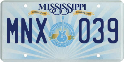MS license plate MNX039