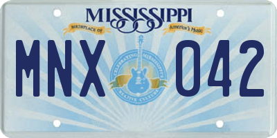 MS license plate MNX042