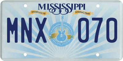 MS license plate MNX070