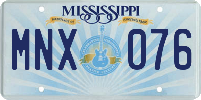 MS license plate MNX076