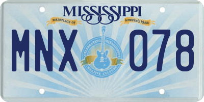 MS license plate MNX078