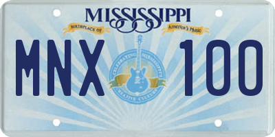 MS license plate MNX100