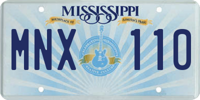 MS license plate MNX110