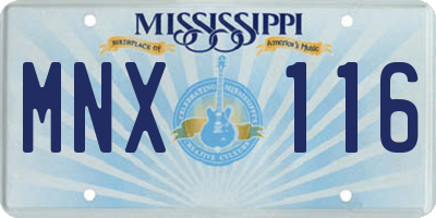 MS license plate MNX116