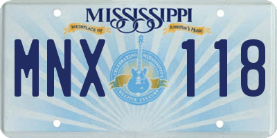 MS license plate MNX118