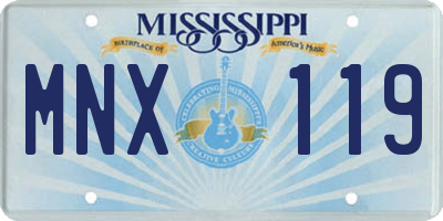 MS license plate MNX119