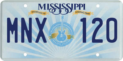 MS license plate MNX120