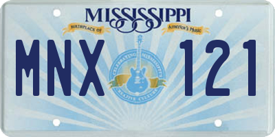 MS license plate MNX121