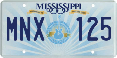 MS license plate MNX125
