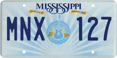 MS license plate MNX127