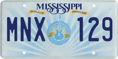 MS license plate MNX129