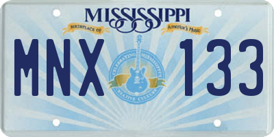 MS license plate MNX133