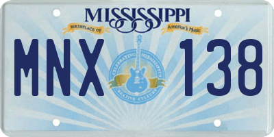 MS license plate MNX138