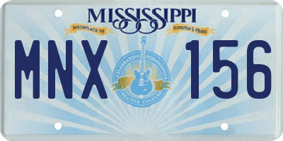 MS license plate MNX156