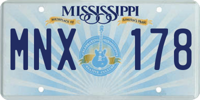 MS license plate MNX178