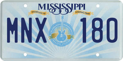 MS license plate MNX180