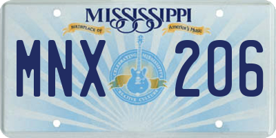 MS license plate MNX206