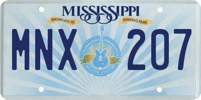 MS license plate MNX207