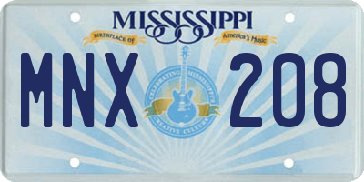 MS license plate MNX208