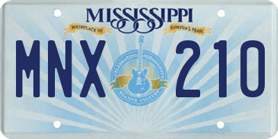 MS license plate MNX210