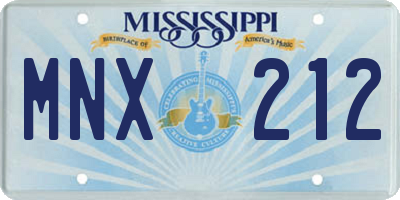 MS license plate MNX212