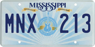 MS license plate MNX213