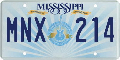 MS license plate MNX214