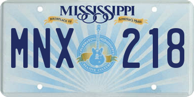MS license plate MNX218