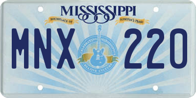 MS license plate MNX220